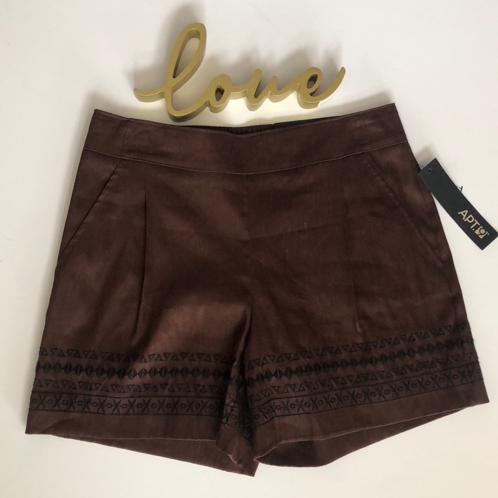 Apt.9 French Press embroidered mid rise short
